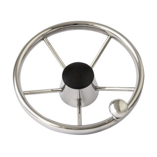 Steering wheel stainless steel Ø28cm, with fast crank